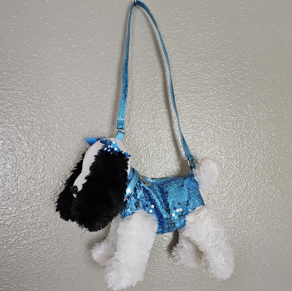 BLUE Dog shaped purse